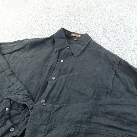 Tasso Elba Other - Tasso Elba Shirt Mens S Black Linen Chambray Button Up Long Sleeve Lightweight